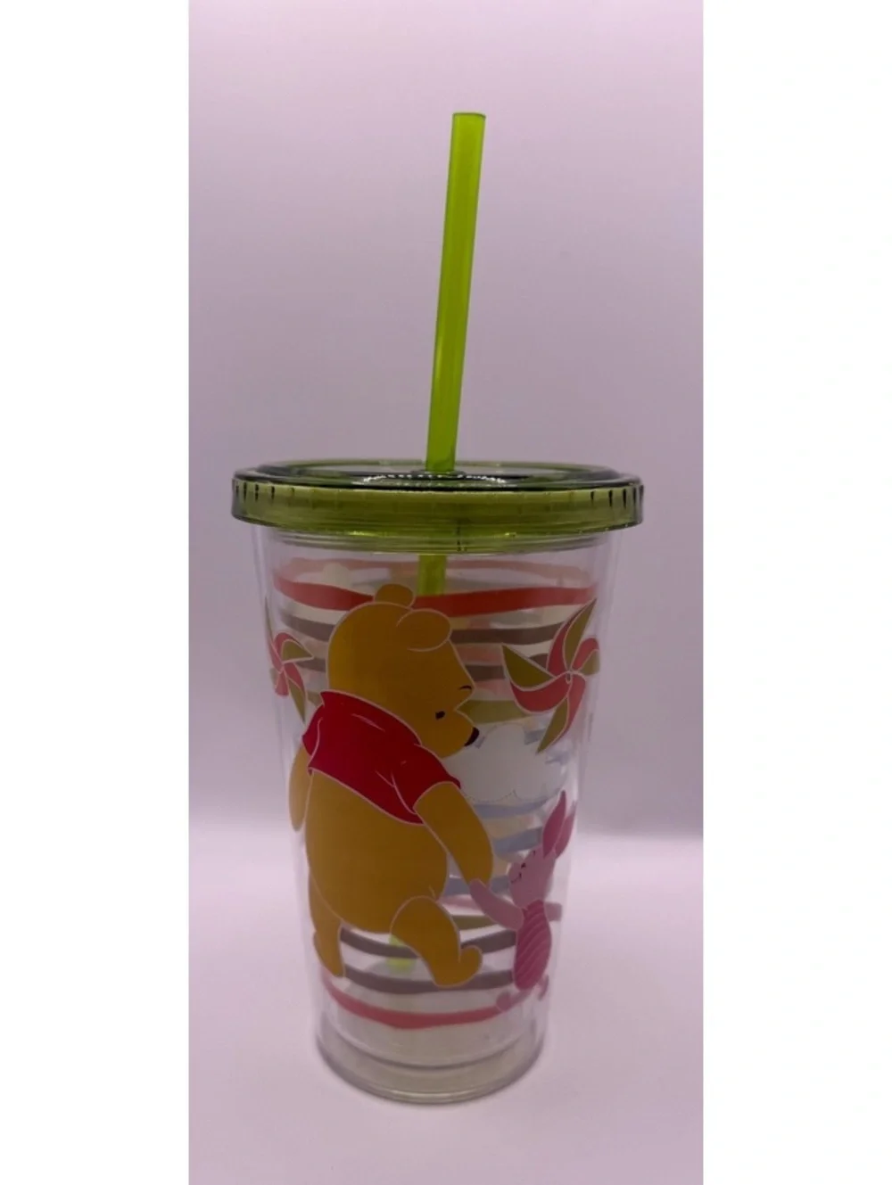 Disney store Winnie the Pooh and piglet cup clouds plastic tumbler w/straw